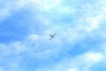The Cleveland Soaring Society Schweizer SGS233 heads for the clouds over Geauga County Airport
